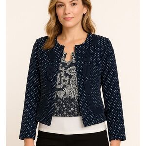 Cabi Womens Black & White Polka Dot Cropped Jacket Size 4